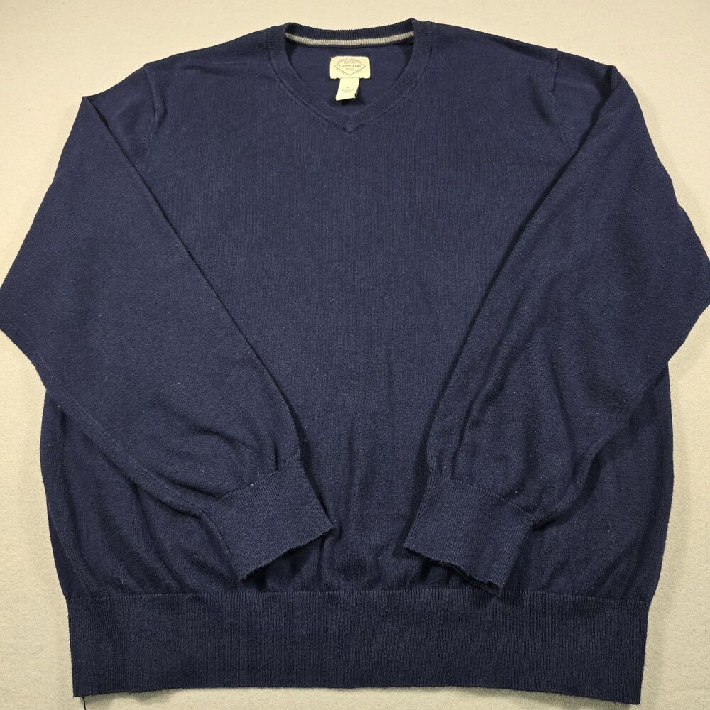 St. John's Bay Men's XL Navy Blue V-Neck Pullover Sweater Long Sleeve